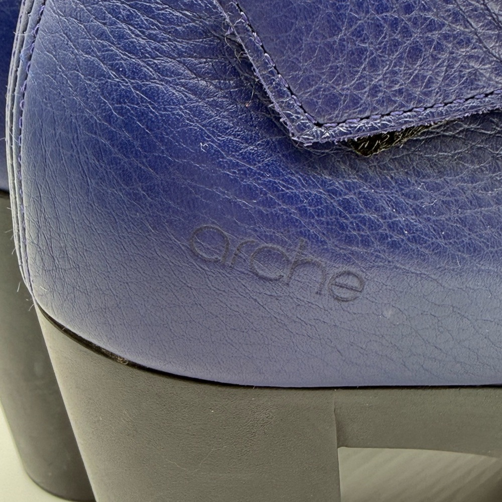 Arche Paris Royal Blue Leather Block Heel Ankle Boots Size 38/US 7 - Picture 12 of 16